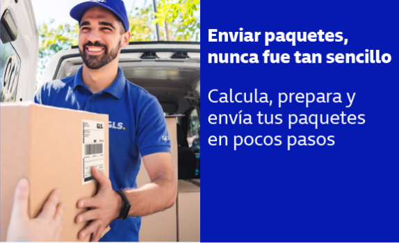 Mensajero de GLS recogiendo paquetes de un cliente