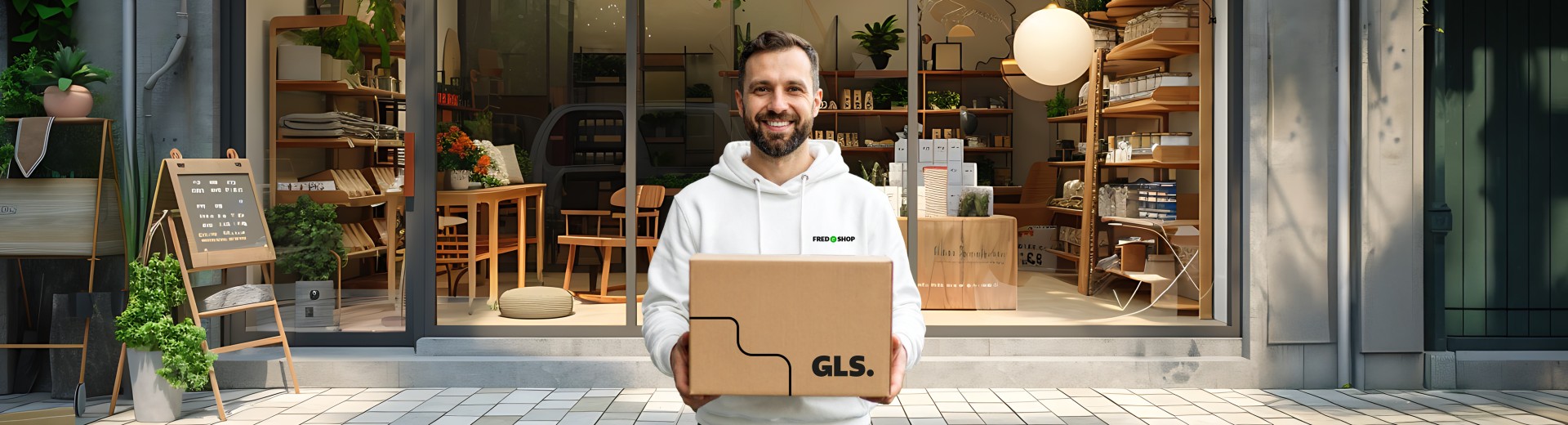 Un e-commerçant prêt à envoyer son colis avec GLS