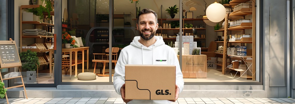 Un e-commerçant prêt à envoyer son colis avec GLS